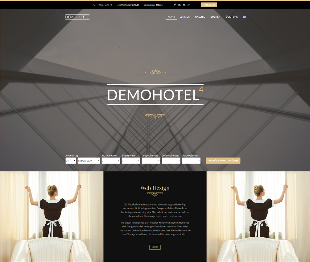 Web Design für Hotels Design Demohotel 4 caesar data & software